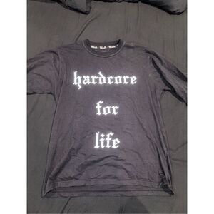 Hardcore for life ONE SIZE top tee Barcelona black with glow in dark silver writ